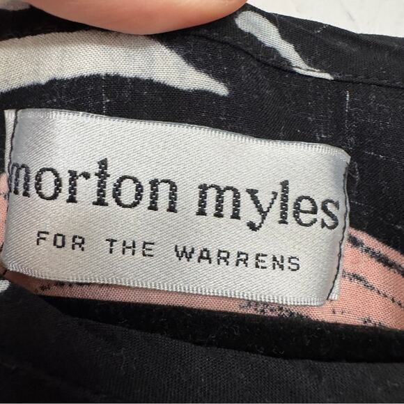 Morton Myles For The Warrens Black White Pink Abstract Print Blouse Womens M - Picture 6 of 9
